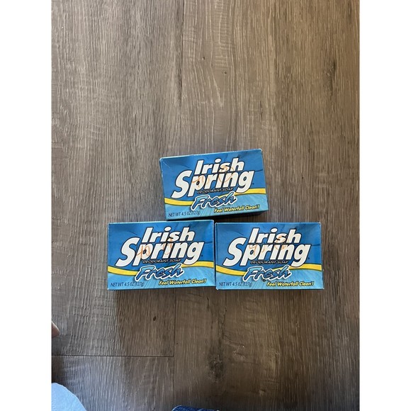 Vintage Irish Spring 3 Bar Fresh Waterfall Clean Deodorant Soap 5 Oz - Picture 1 of 2